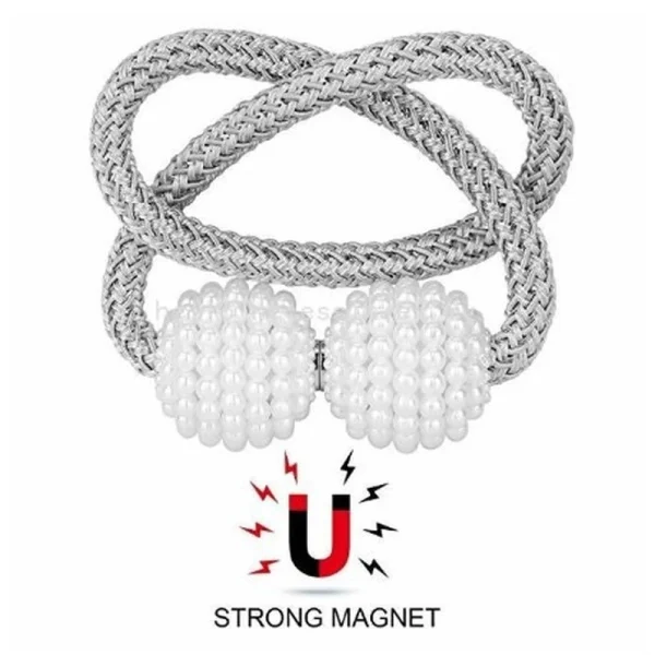 2Pcs Magnetic Braided Rope Pearl Curtain Buckle