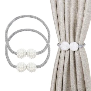 2Pcs Magnetic Braided Rope Pearl Curtain Buckle