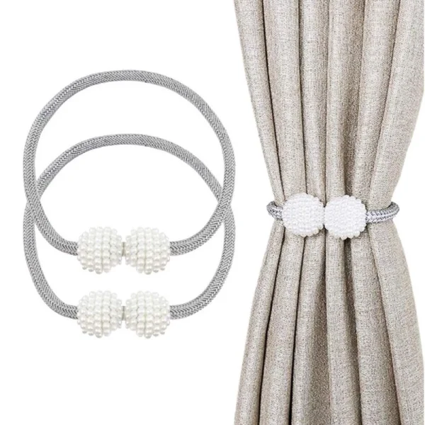 2Pcs Magnetic Braided Rope Pearl Curtain Buckle