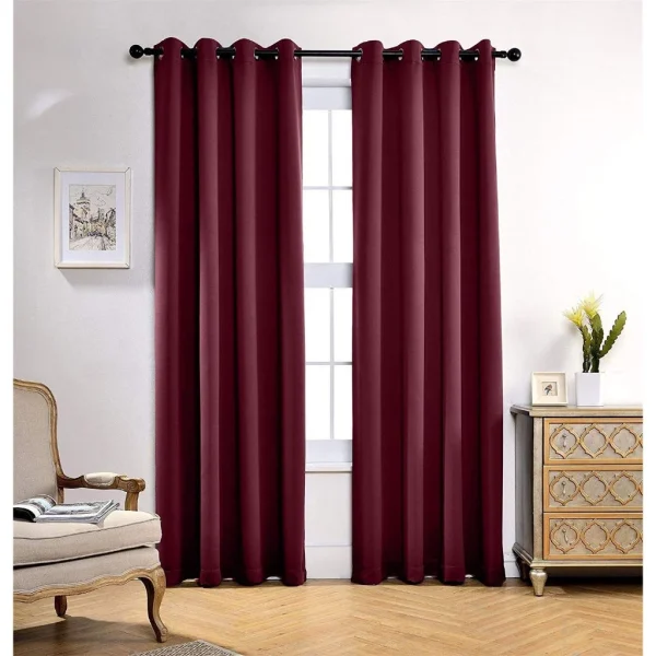 Random 135x225cm Eyelet Blackout Curtain Maroon