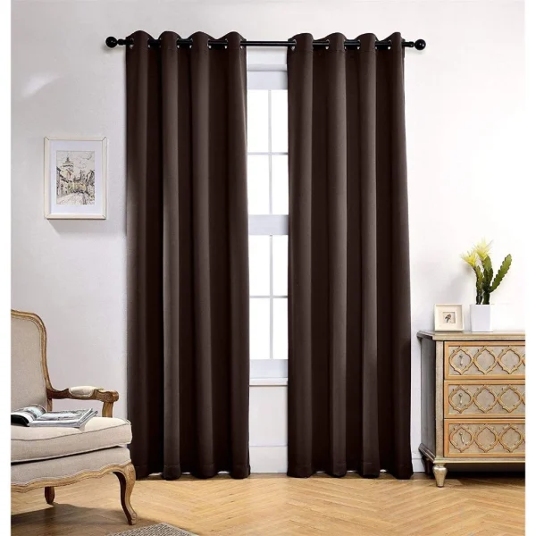 Random 135x225cm Eyelet Blackout Curtain Dark Chocolate
