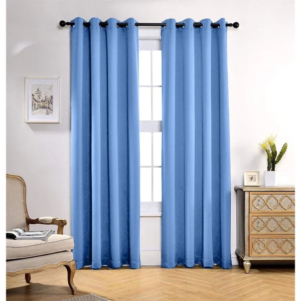 Random 135x225cm Eyelet Blackout Curtain Baby Blue
