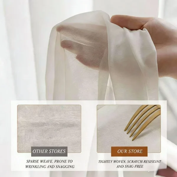 my-11134207-820l7-mm79u6kukc1tee.webp OOKAS White Sheer Curtain Silky Velvet W140cm H260cm