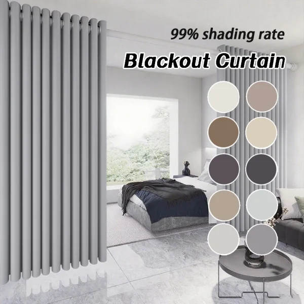 my-11134207-820la-mgouws5lt9u47a.webp Random Double Thick Blackout Curtain Hook Ring UV Sunblock W132cm H260cm