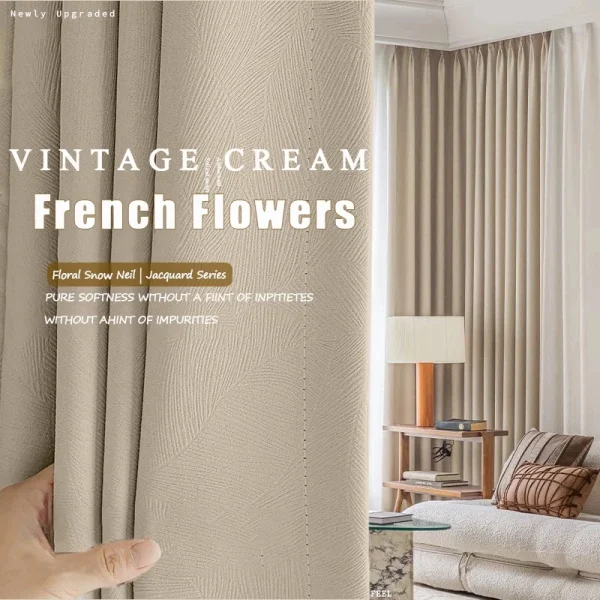 Blackout Hook Ring Curtain Thicken Embossed Plain W140cm H260cm