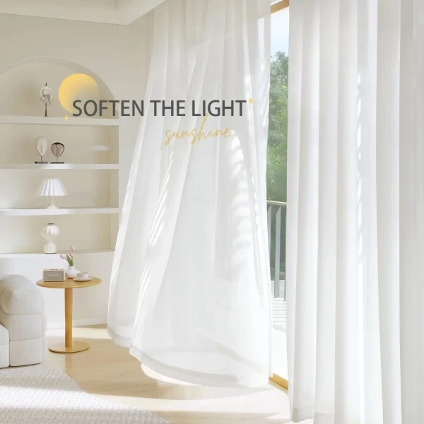 my-11134207-820lf-mm79u6knyy2t03.webp OOKAS White Sheer Curtain Silky Velvet W140cm H260cm