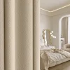 Blackout Hook Ring Curtain Thicken Embossed Plain W140cm H260cm