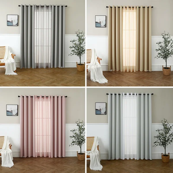 Random 140x220cm Kurtina Solid Colour Ring Curtain