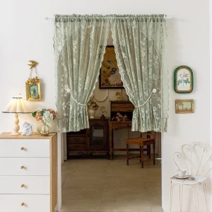 Random 140x60cm Lace Country Cafe Sheer Curtain