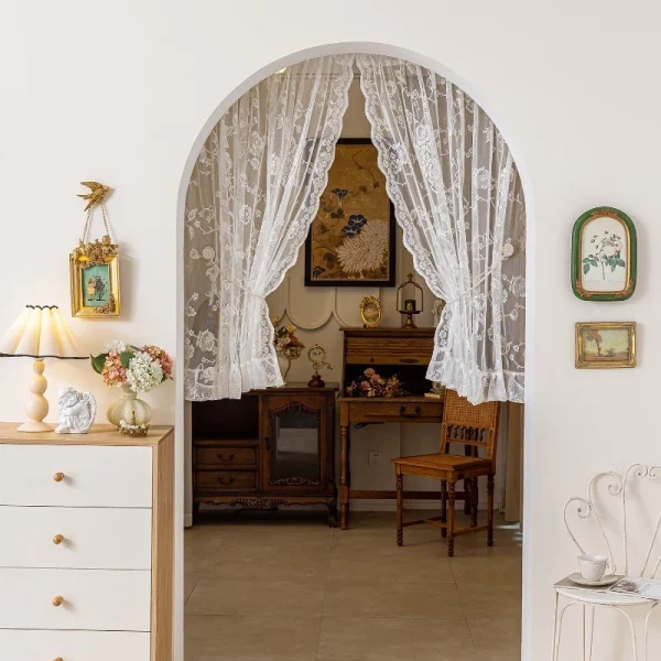 Random 140x60cm Lace Country Cafe Sheer Curtain