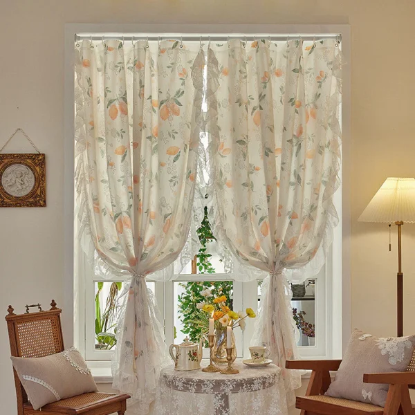 100x200cm Lace Double Layer Semi-Blackout Curtain