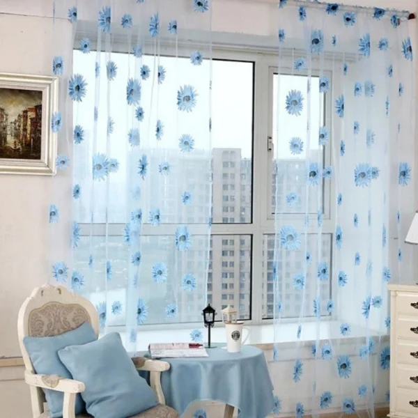 Random 100x200cm Printed Sunflower Transparent Window Screen