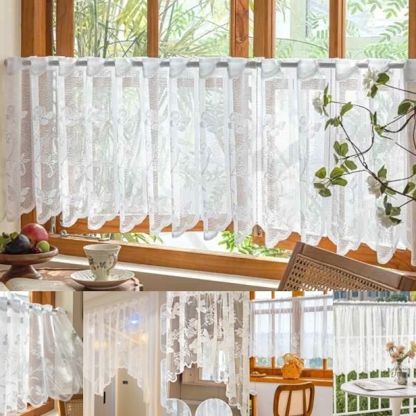 120x150cm Boho White Lace Short Curtain