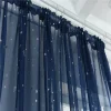 Random 100x200cm Countryside Star Semi-Transparent Curtain