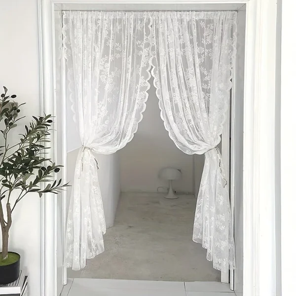 100x200cm White Lace Window Curtain