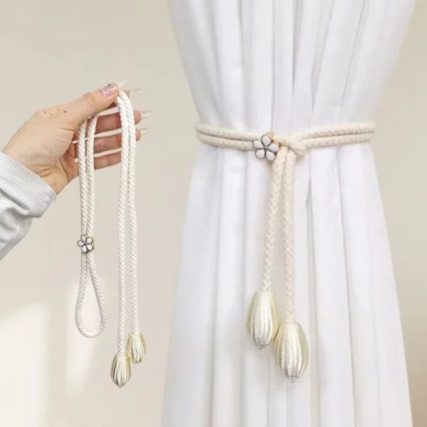 1Pc Simple Pearl Strap Curtain Tie Buckle
