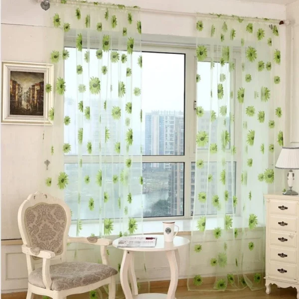 Random 100x200cm Printed Sunflower Transparent Window Screen