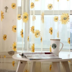 Random 100x200cm Printed Sunflower Transparent Window Screen