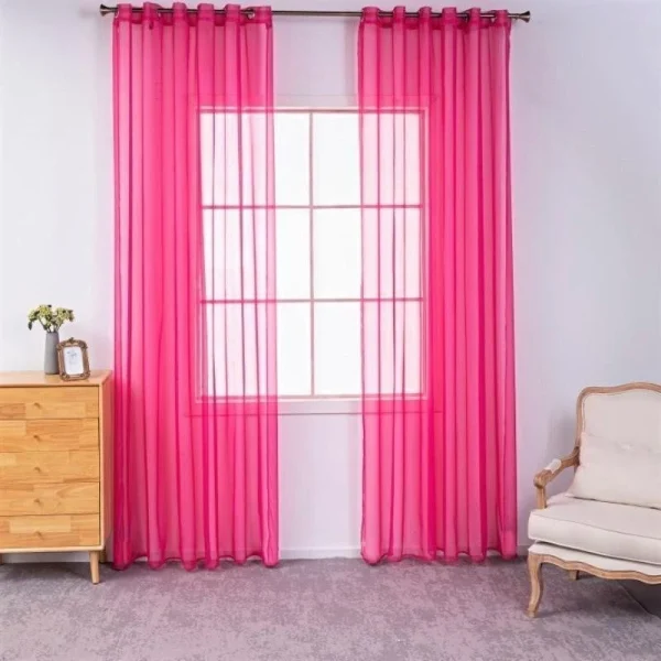 Random 100x270cm Translucent Solid Color Gauze Curtain