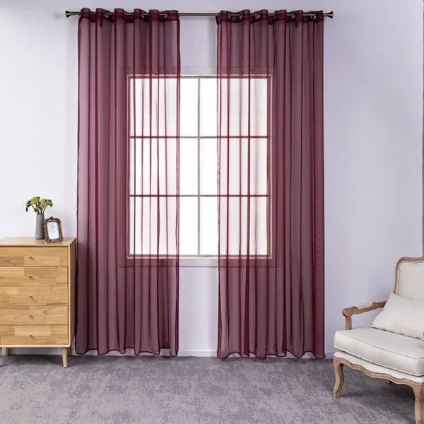 Random 100x270cm Translucent Solid Color Gauze Curtain