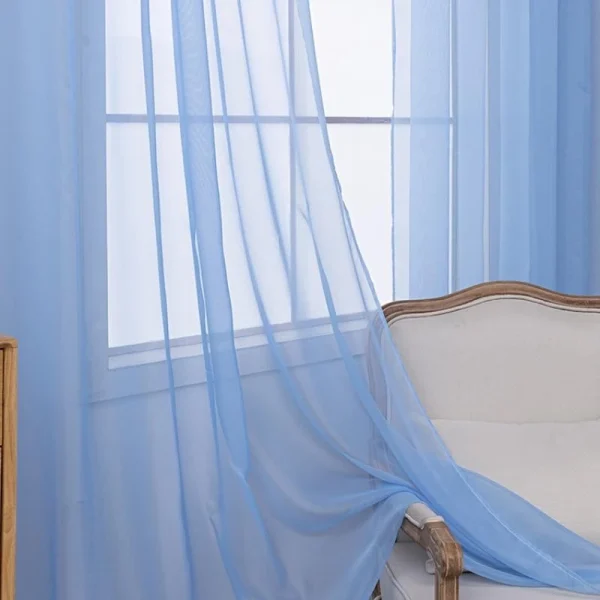 Random 100x270cm Translucent Solid Color Gauze Curtain