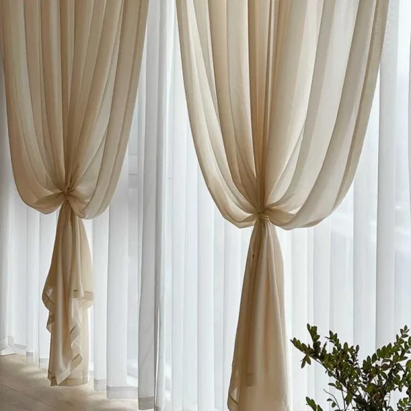 100x270cm Modern Solid Color Sheer Curtain