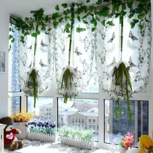 80x150cm Non-Punched Roman Shade with Butterfly Embroidery