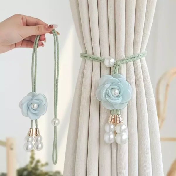 2Pcs Camellia Flower Curtain Tiebacks