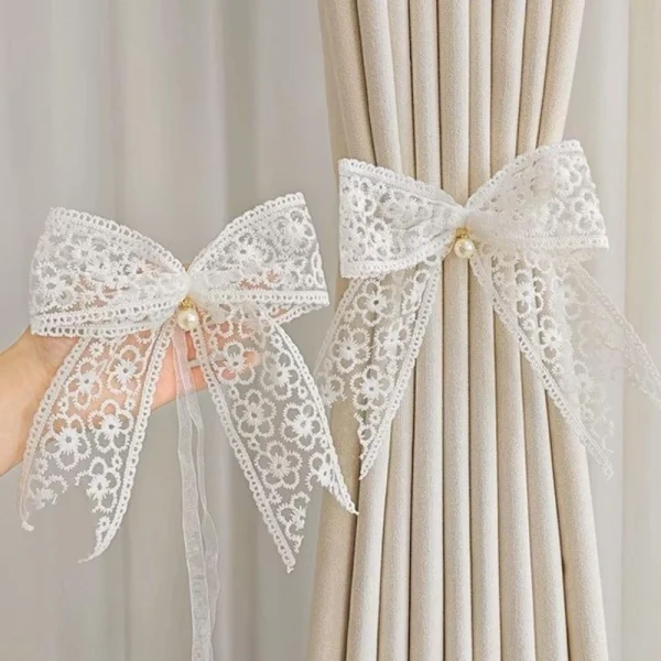 1Pc Pearl Lace Bow Curtain Strap