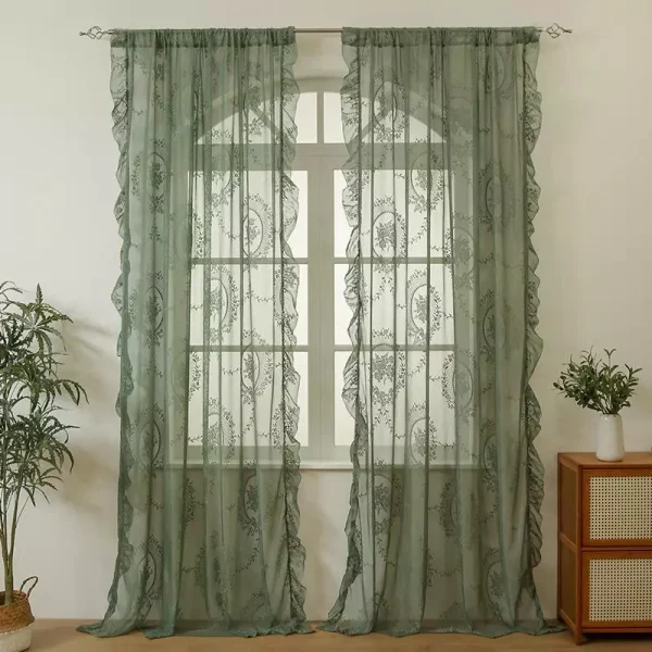 140x200cm French Lace Semi-Blackout Curtain