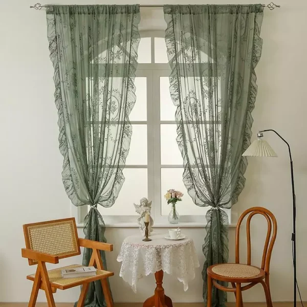 140x200cm French Lace Semi-Blackout Curtain