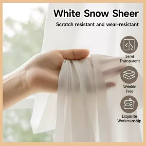 White Sheer Day Curtain Hook Ring Privacy W150cm H160cm