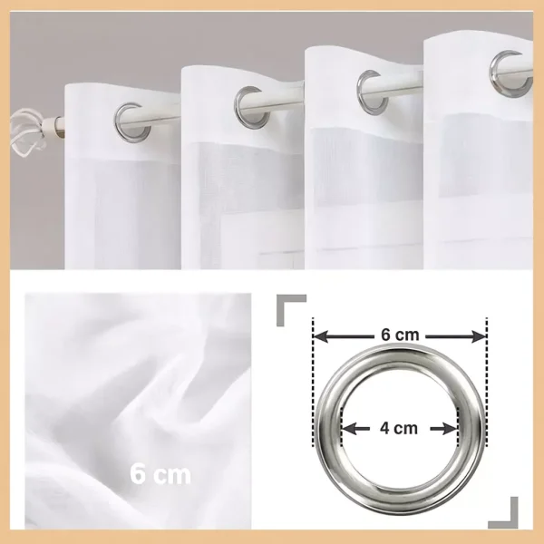 White Sheer Day Curtain Hook Ring Privacy W150cm H160cm